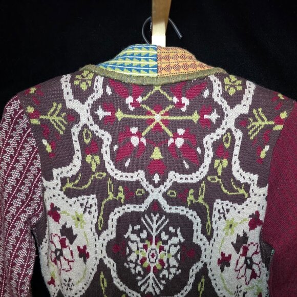 Sparrow Anthropologie Patchwork Jacquard Cardigan Sweater Wrap S - Picture 12 of 16